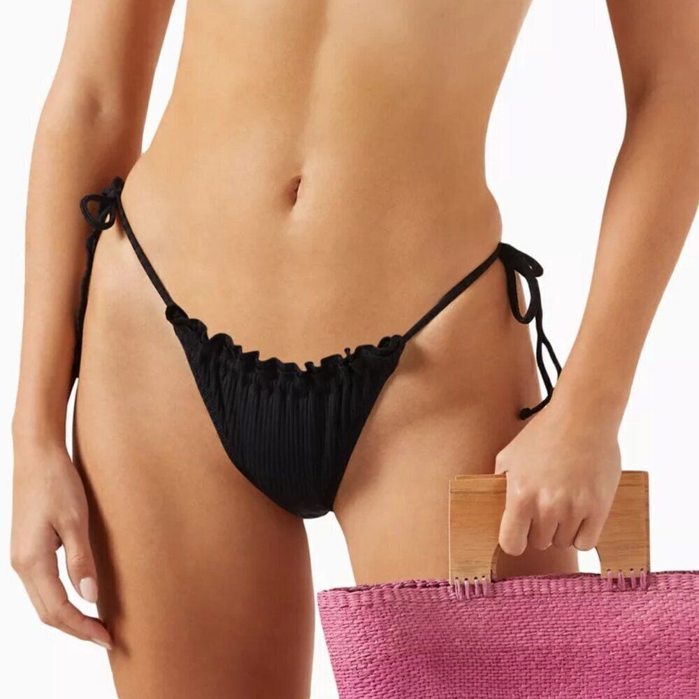 NWT Free People It's Now Cool The Frill Ribbed Side Tie Up Bikini Bottoms Sz. XS